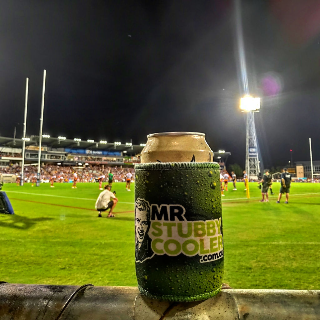 Stubby holders at the footy